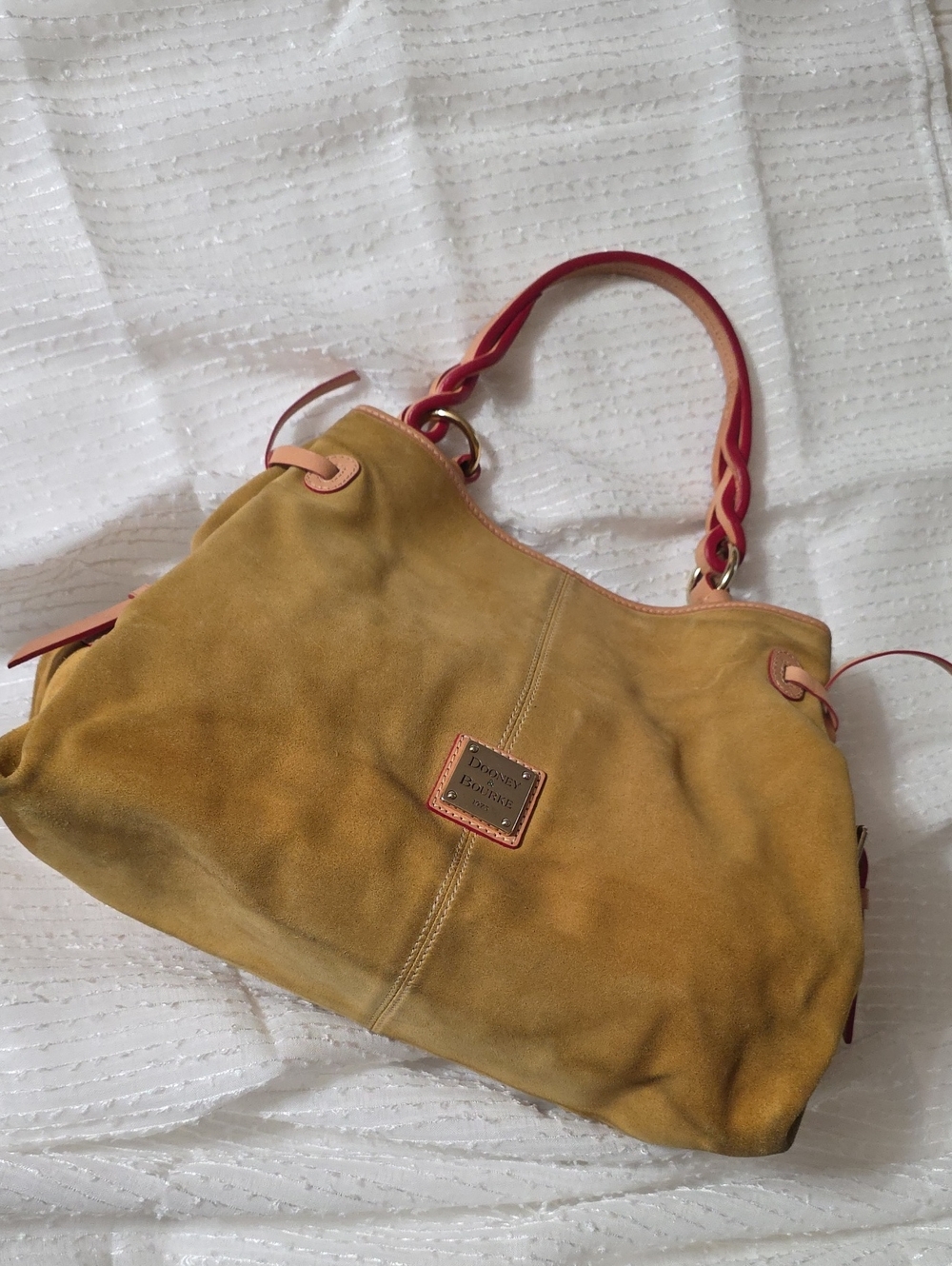 Dooney&Bourke Gold Suede Large Shoulder Bag